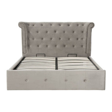 Edison Grey Brushed Velvet Ottoman King Bed - PN Home
