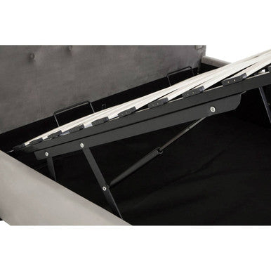 Edison Grey Brushed Velvet Ottoman King Bed - PN Home