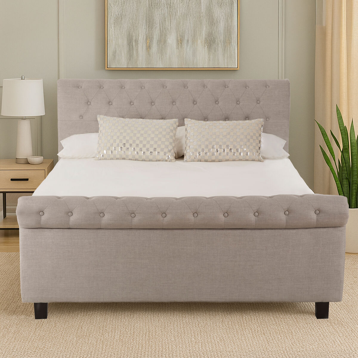 Orlando Light Grey Ottoman King Bed - PN Home