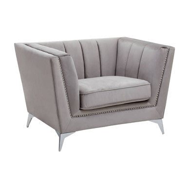 Hansa Grey Velvet Chair - PN Home
