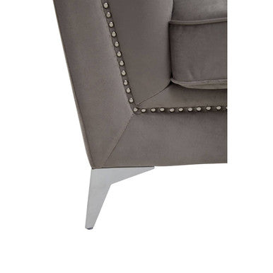 Hansa Grey Velvet Chair - PN Home