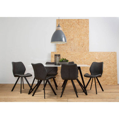 Weston Marble Effect Dining Table With 6 Chairs Set - PN Home