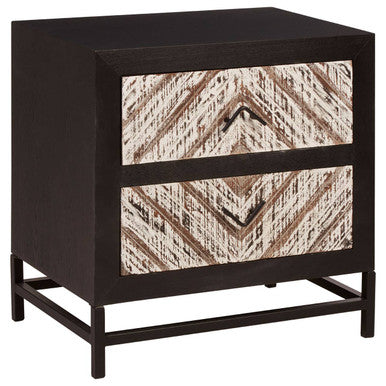 Lombok Black 2 Drawer Bedside Table - PN Home
