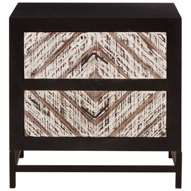 Lombok Black 2 Drawer Bedside Table - PN Home