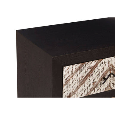 Lombok Black 2 Drawer Bedside Table - PN Home