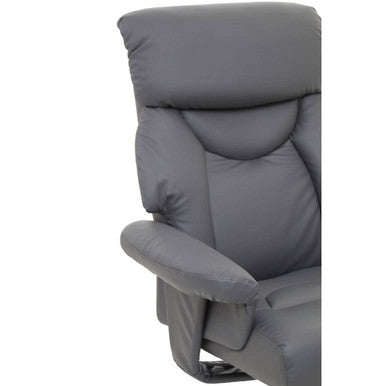Denton Grey Leather Effect Reclining Chair And Footstool - PN Home