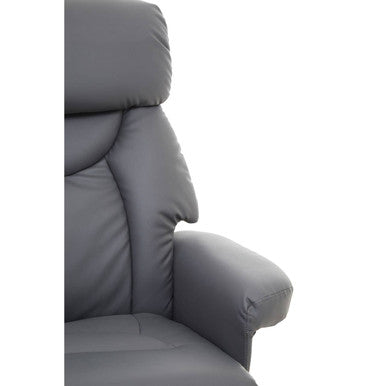 Denton Grey Leather Effect Reclining Chair And Footstool - PN Home