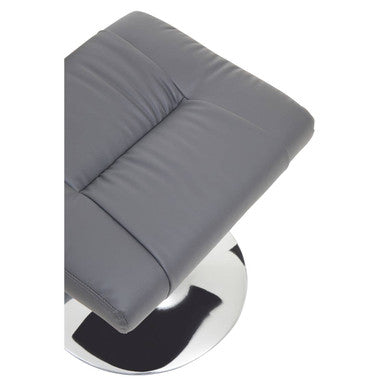 Denton Grey Leather Effect Reclining Chair And Footstool - PN Home