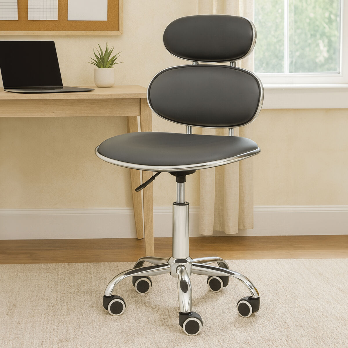 Fran Black Pu Home Office Chair - PN Home