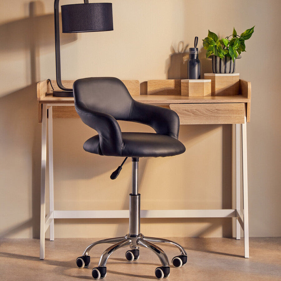 Fionna Black Home Office Chair with Curved Back - PN Home