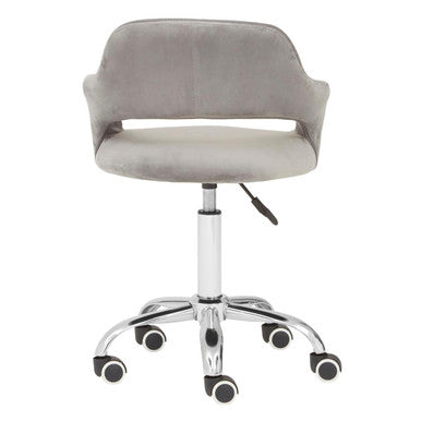 Fionna Grey Velvet Home Office Chair With Curved Back - PN Home
