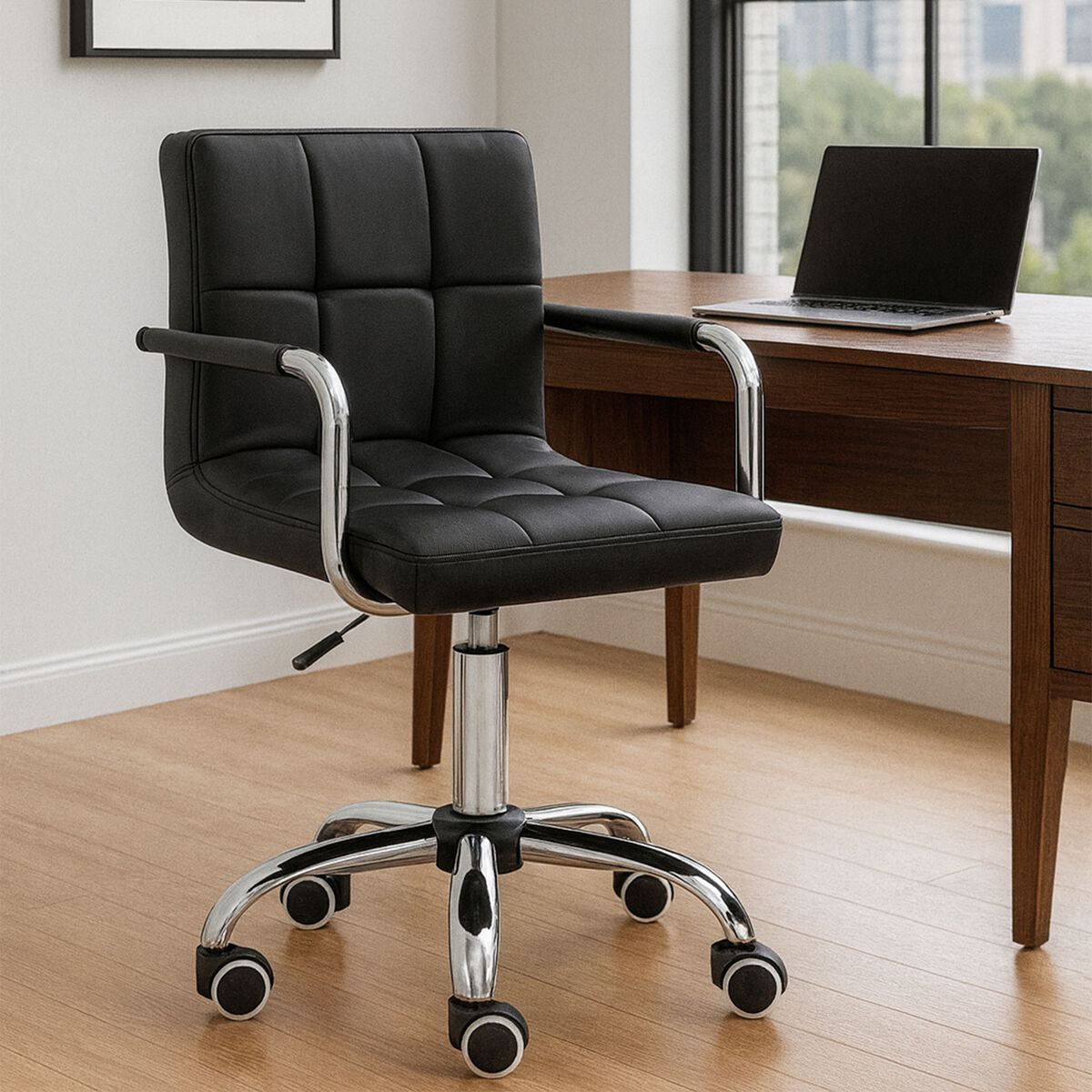 Finn Black Home Office Chair With Swivel Base - PN Home