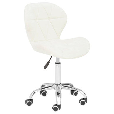 Franki White Velvet Quilted Home Office Chair - PN Home