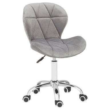 Franki Grey Velvet Quilted Home Office Chair - PN Home