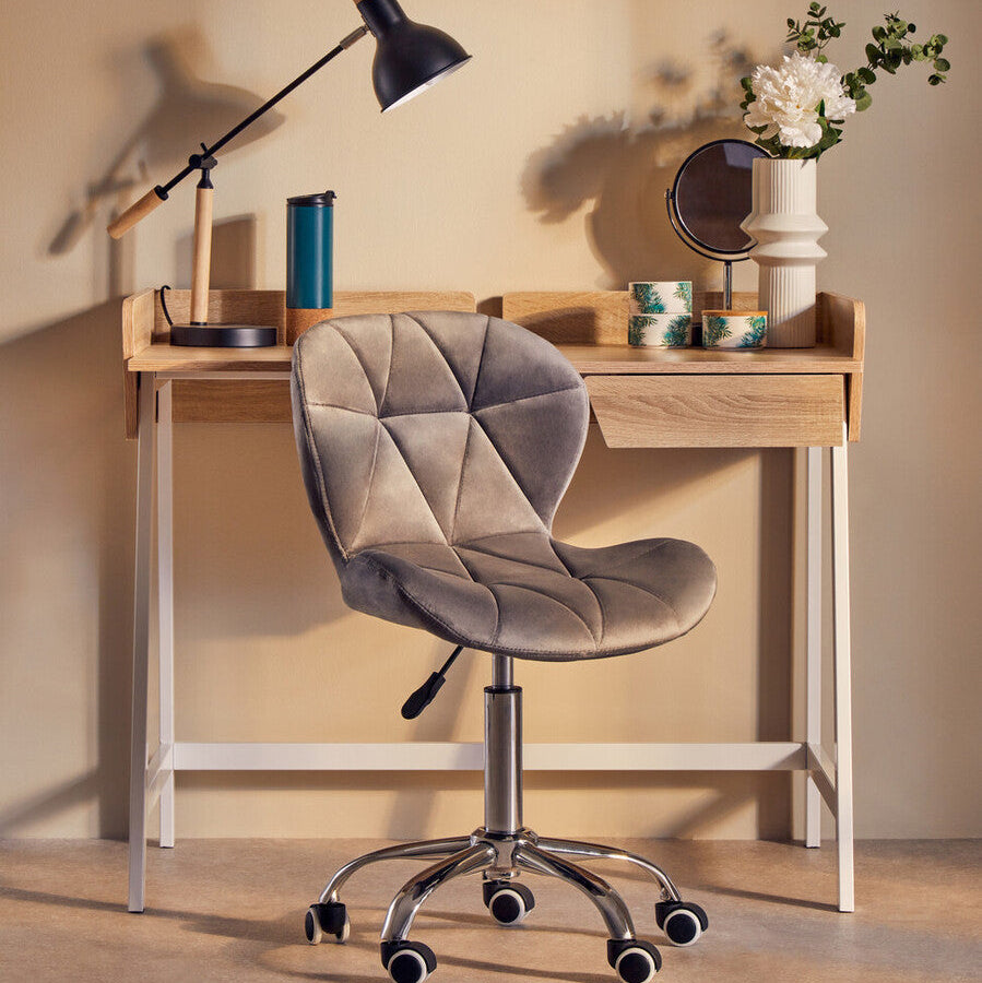 Franki Grey Velvet Quilted Home Office Chair - PN Home