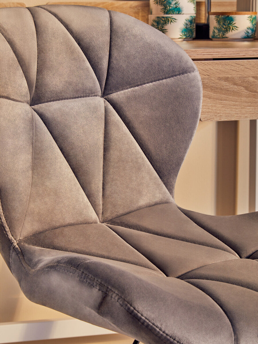 Franki Grey Velvet Quilted Home Office Chair - PN Home