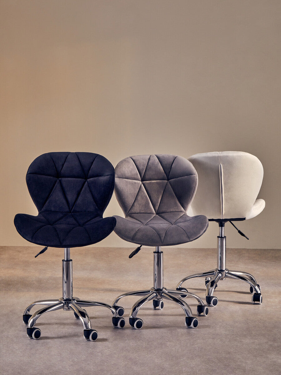 Franki Grey Velvet Quilted Home Office Chair - PN Home