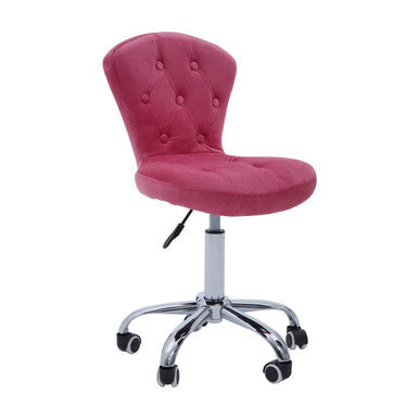 Fayth Pink Velvet Buttoned Home Office Chair - PN Home