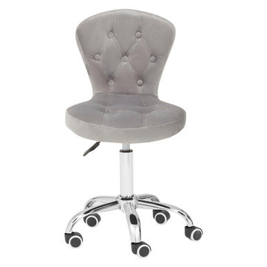 Fayth Grey Velvet Buttoned Home Office Chair - PN Home