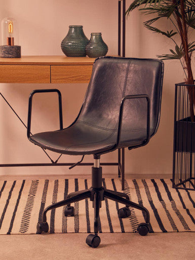 Branson Black Leather Effect Home Office Chair - PN Home