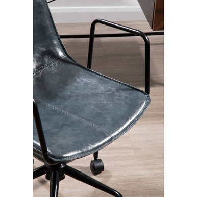 Branson Grey Leather Effect Home Office Chair - PN Home