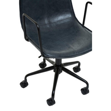 Branson Grey Leather Effect Home Office Chair - PN Home