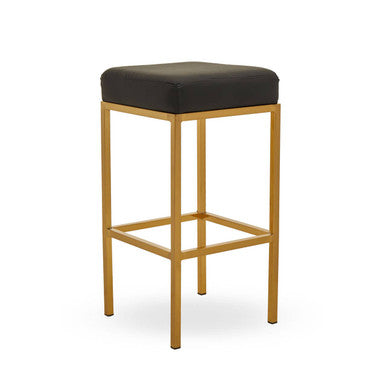 Baina Black Leather Effect Bar Stool with Gold Finish Base