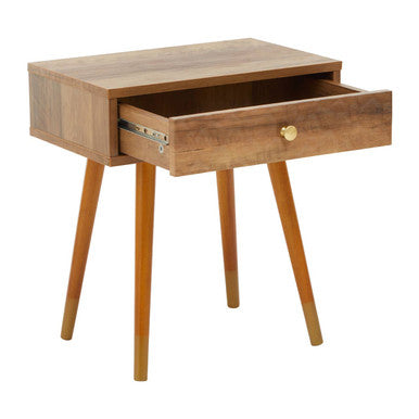 Frida Wood Veneer Bedside Table with 1 Drawer - PN Home