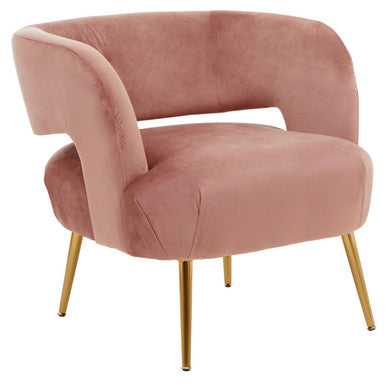 Larissa Pink Velvet Curved Accent Chair - PN Home