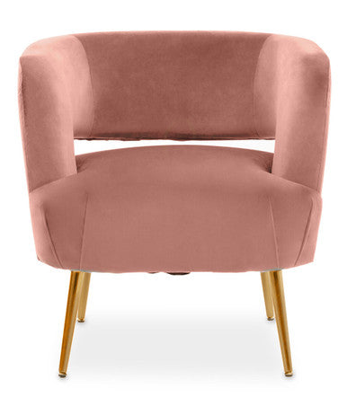 Larissa Pink Velvet Curved Accent Chair - PN Home