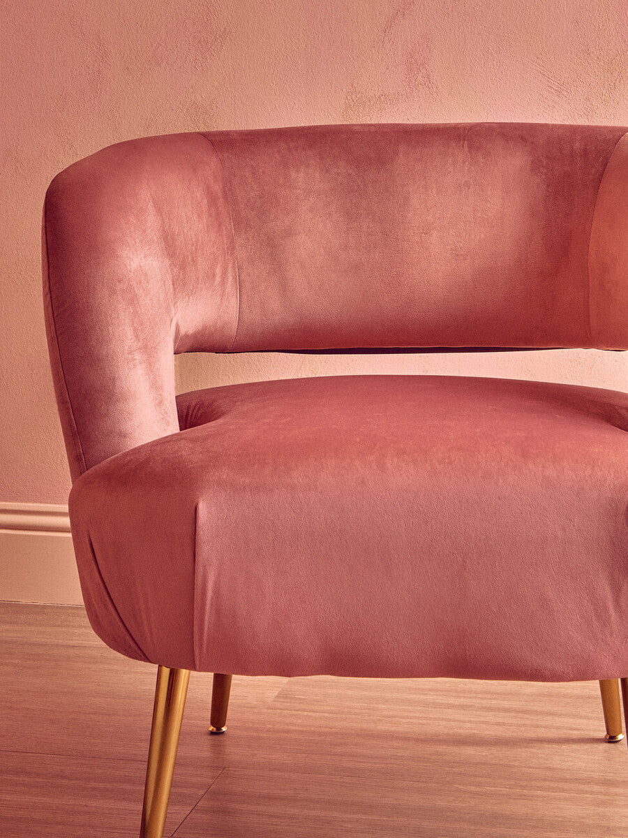 Larissa Pink Velvet Curved Accent Chair - PN Home