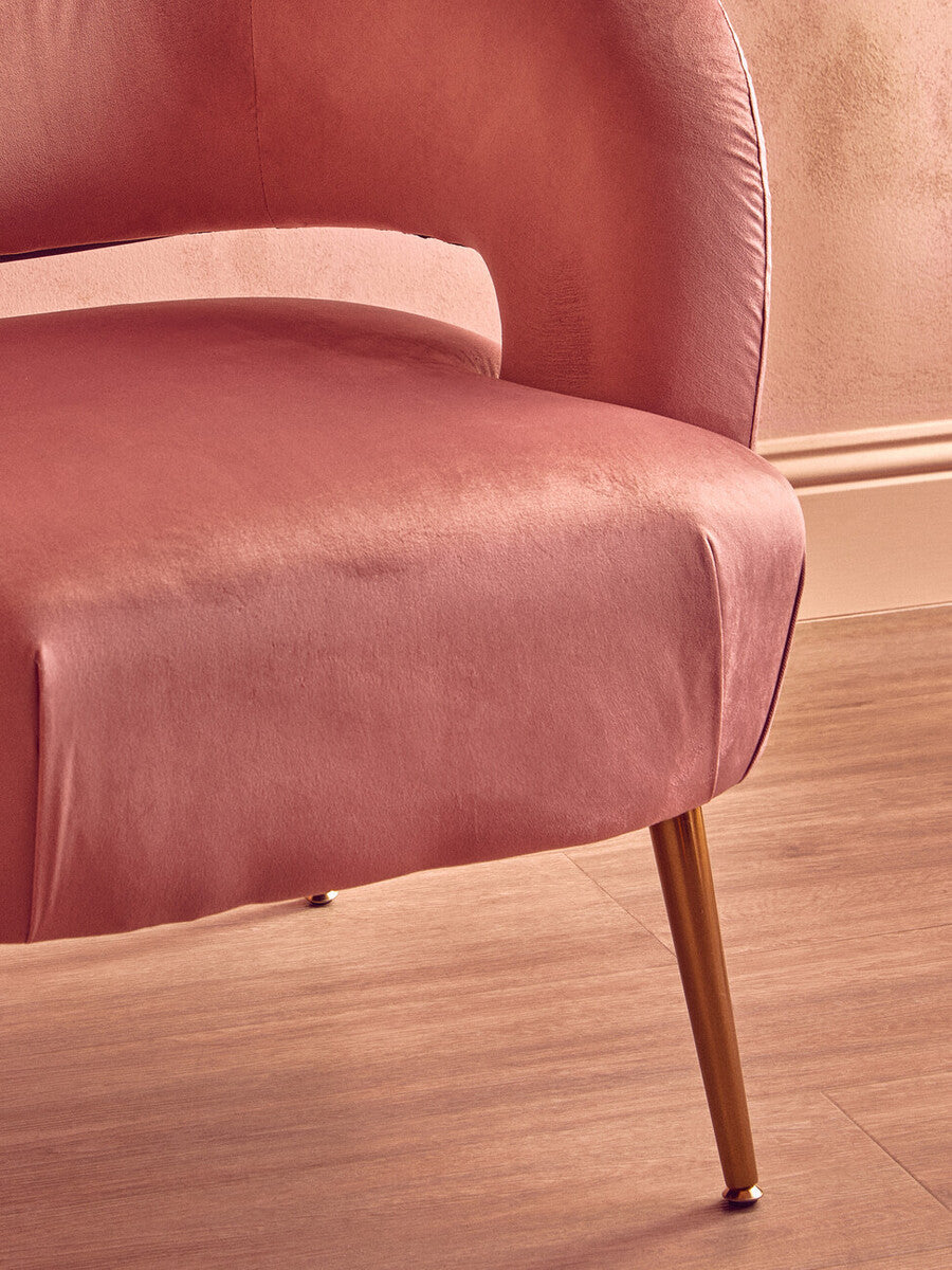 Larissa Pink Velvet Curved Accent Chair - PN Home