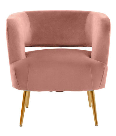 Larissa Pink Velvet Curved Accent Chair - PN Home