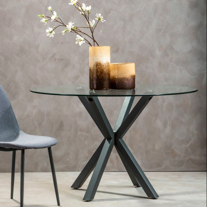 Salford Round Dining Table With Grey Metal Legs - PN Home