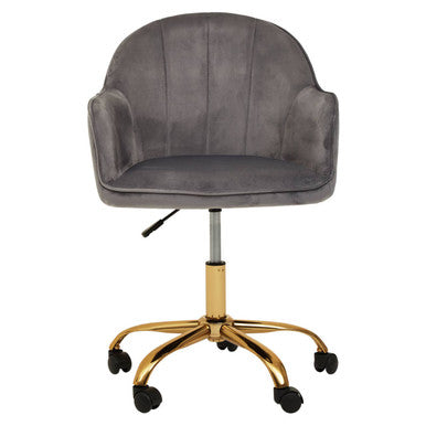 Brent Grey Velvet And Gold Base Home Office Chair - PN Home