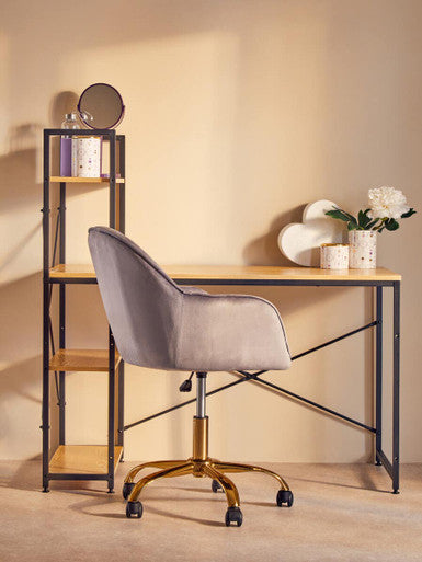 Brent Grey Velvet And Gold Base Home Office Chair - PN Home