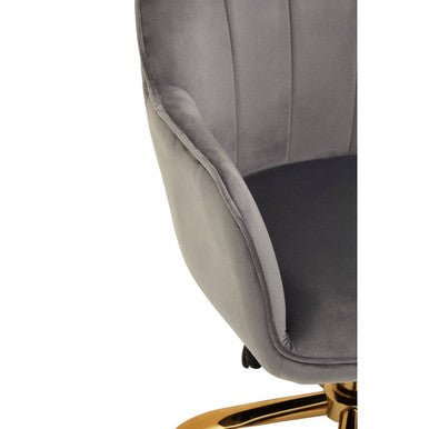 Brent Grey Velvet And Gold Base Home Office Chair - PN Home