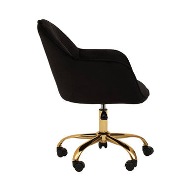 Brent Black Velvet And Gold Base Home Office Chair - PN Home