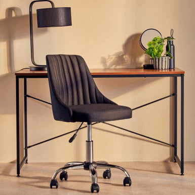 Brent Ribbed Black And Chrome Home Office Chair - PN Home