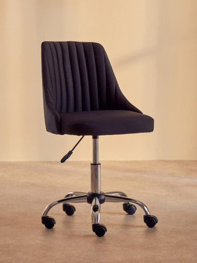 Brent Ribbed Black And Chrome Home Office Chair - PN Home