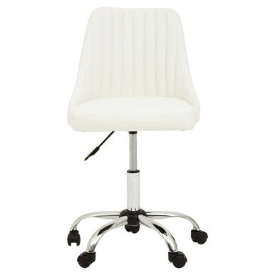Brent Off White Leather Effect Home Office Chair - PN Home