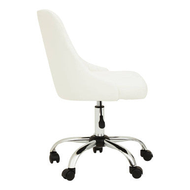 Brent Off White Leather Effect Home Office Chair - PN Home