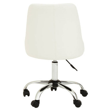 Brent Off White Leather Effect Home Office Chair - PN Home