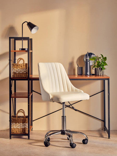 Brent Off White Leather Effect Home Office Chair - PN Home