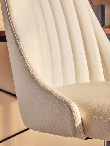 Brent Off White Leather Effect Home Office Chair - PN Home