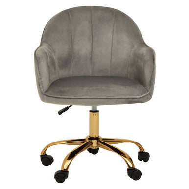 Brent Grey Velvet And Gold Home Office Chair - PN Home