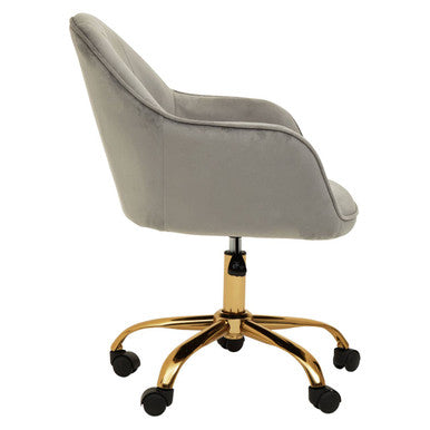 Brent Grey Velvet And Gold Home Office Chair - PN Home