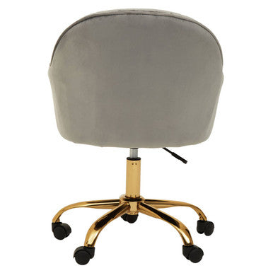 Brent Grey Velvet And Gold Home Office Chair - PN Home