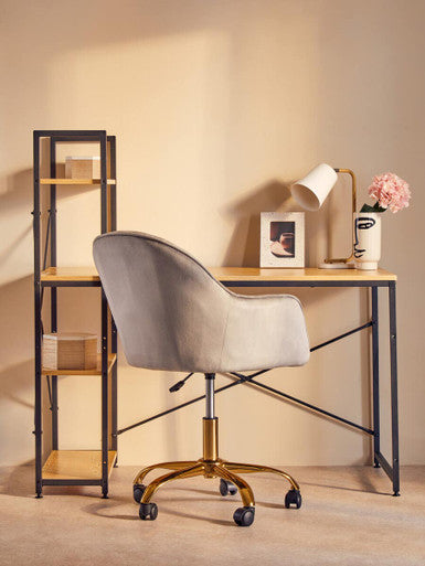 Brent Grey Velvet And Gold Home Office Chair