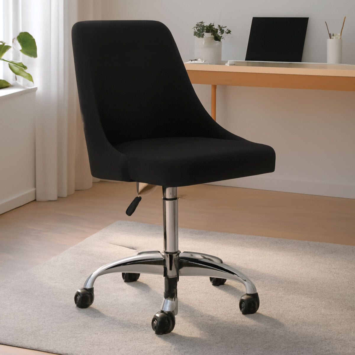 Brent Black And Chrome Home Office Chair - PN Home